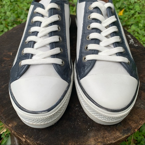 Moda in Pelle white navy leather buckle trainers - Picture 3 of 15